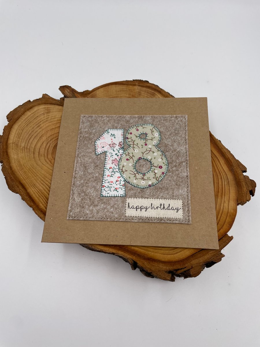 Eighteenth 18th birthday appliqué card