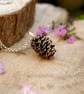 Handmade Chunky Pink Bronze Pinecone Necklace