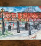 Market view Albert Dock watercolour print