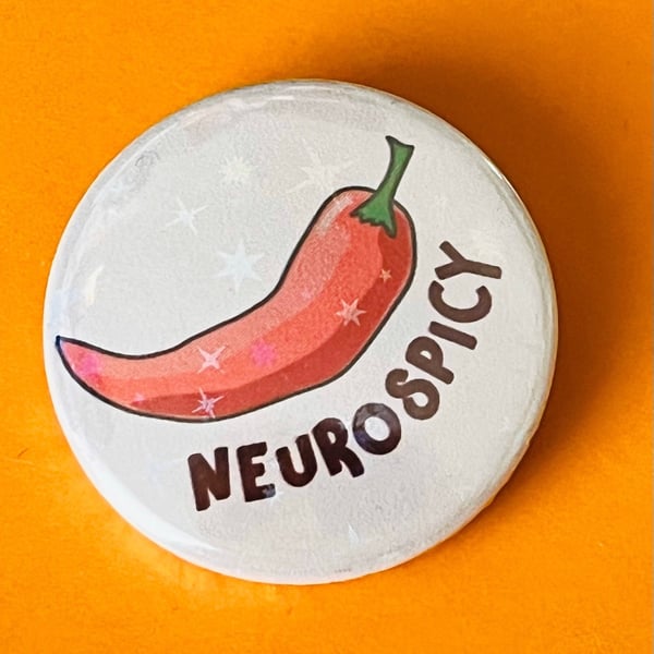 Neurospicy badge (or magnet, pocket pebble or keyring). Lanyard badge. Autistic,