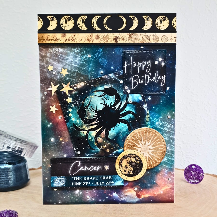 Cancer Zodiac Star Sign Card, Horoscope Sign, June - July Birthdays