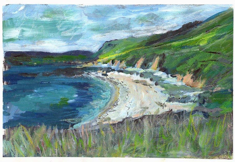 A4 Art print on Smooth Fedrigoni 250gsm card of Mattiscombe South Devon.