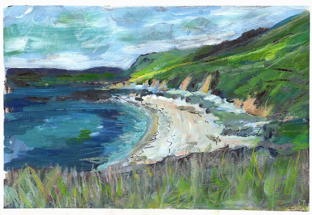 A4 Art print on Smooth Fedrigoni 250gsm card of Mattiscombe South Devon.