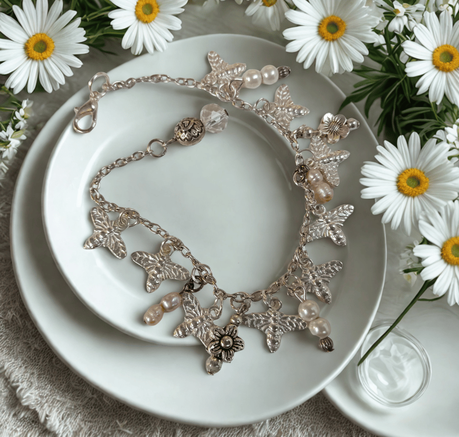 Bees and Beads and Flowers Bracelet