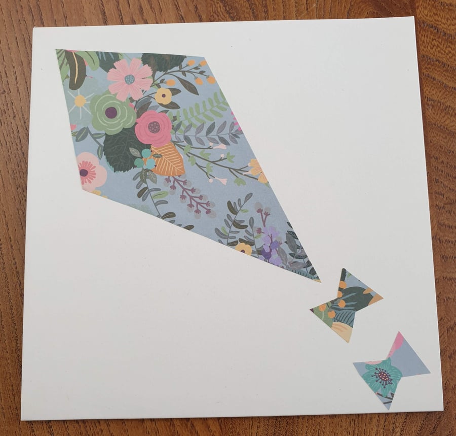 Floral Kite Greetings Card (Blank)