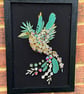 Framed Jewelry Art: Bird Wall Decor, Handmade Upcycled Costume Jewellery Collage