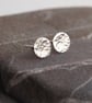 Sterling hammered studs, silver stud earrings. Shiny hammered silver