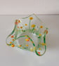 Fused glass floral tea light or candle holder - orange and yellow flowers - Image 3
