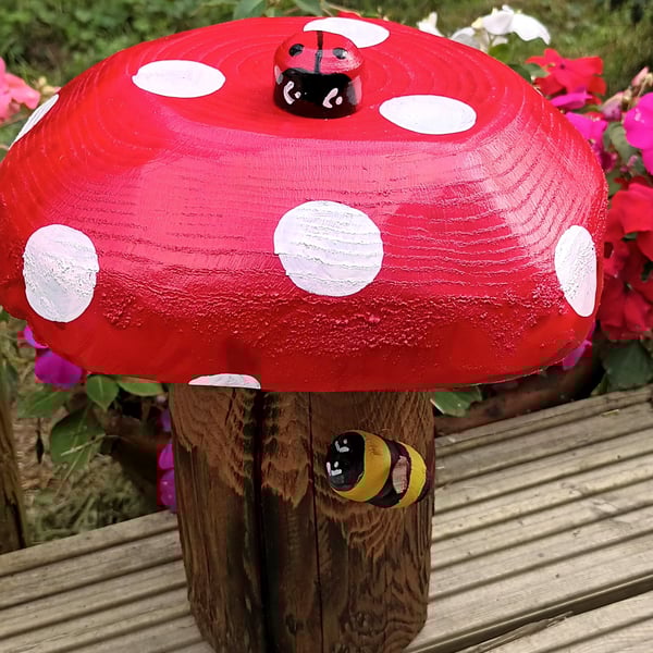 Red Toadstool with Bee and Ladybird