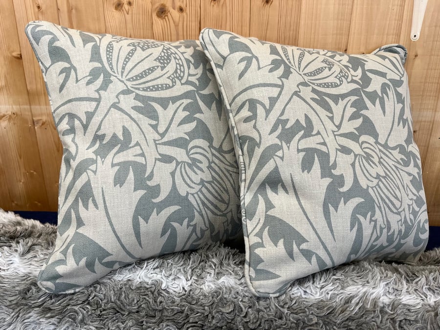 Morris and co Thistle fabric cushion. 