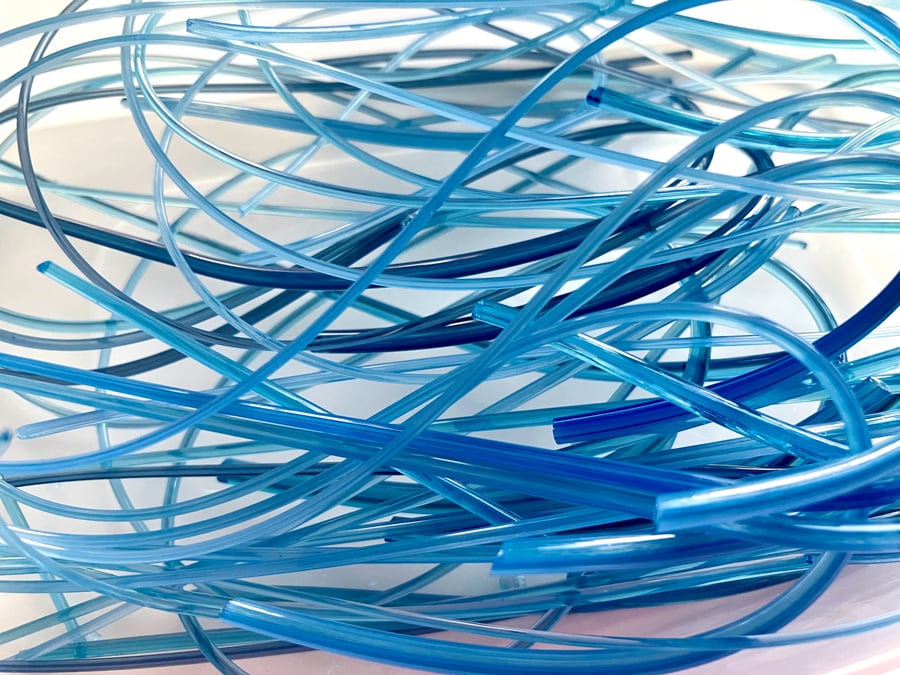 50g Mixed Blue Bullseye 90 coe glass Vitrigraph stringers