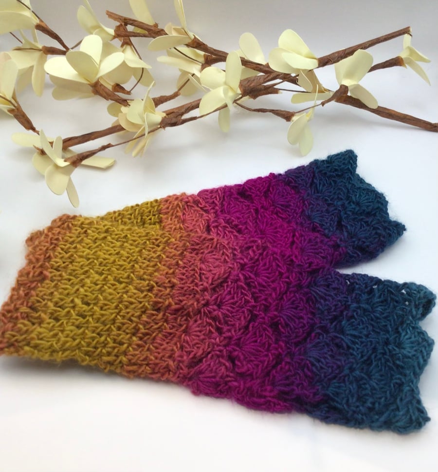 Boho Fingerless Gloves Wrist Warmers Texting Gloves 