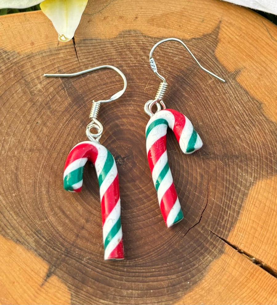 Christmas Candy Cane Earrings - Folksy
