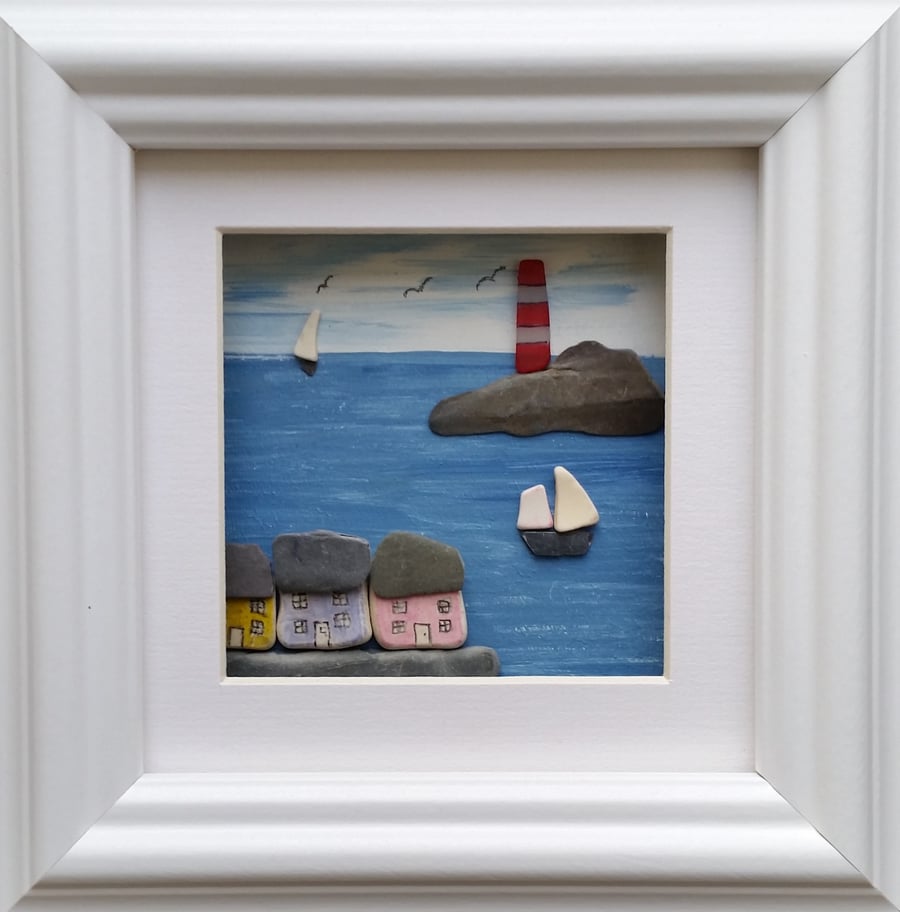 Pebble art, Picture Frames, Box Frames, Cornish Cottages, Pebble Art Pictures, 