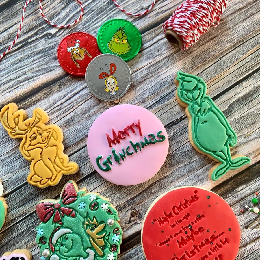 Merry Grinchmas Fondant Embosser, Baking, Biscuit, Grinch, Christmas 
