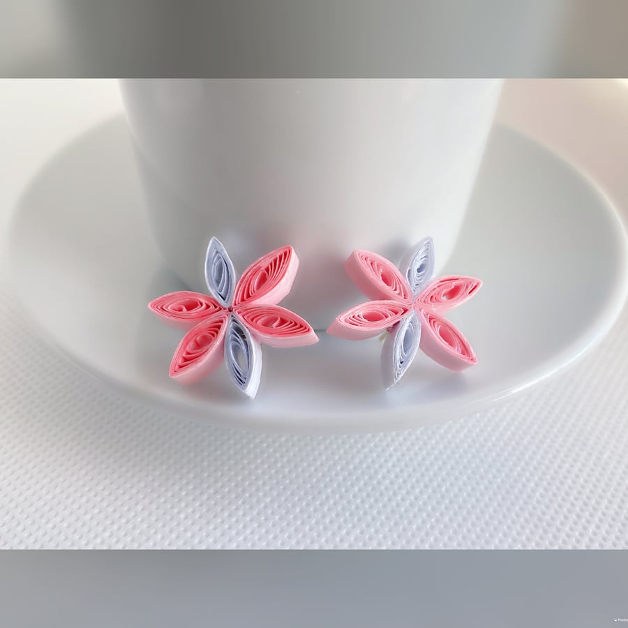 Paper Flower Earrings, Quilled Earrings, Paper Quilling, Quilled Flower Earrings