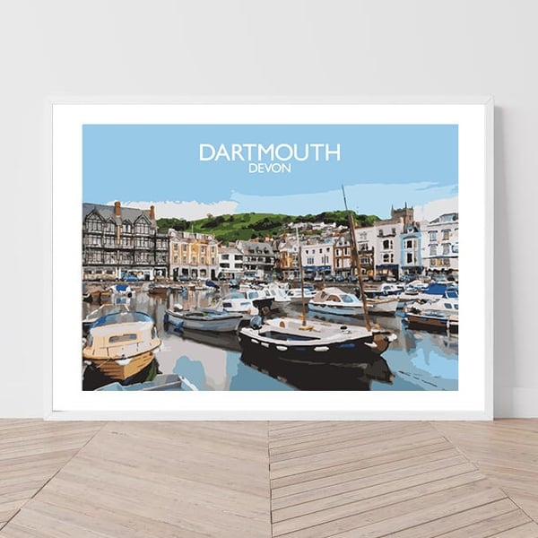 Dartmouth, Devon Art Print Travel Poster Railway Poster Salty Seas Original Prin