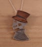 Sterling Silver and Copper Hatted Skeleton Necklace (SKU070325)