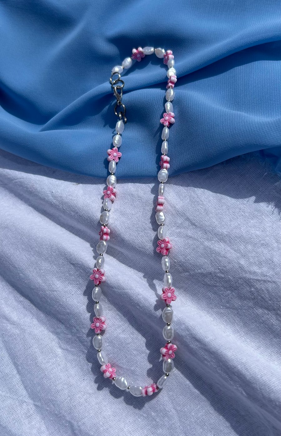Stainless steel flower beaded necklace 