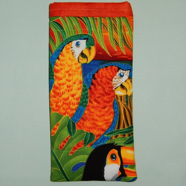 Glasses case - Parrots and toucan slip in style