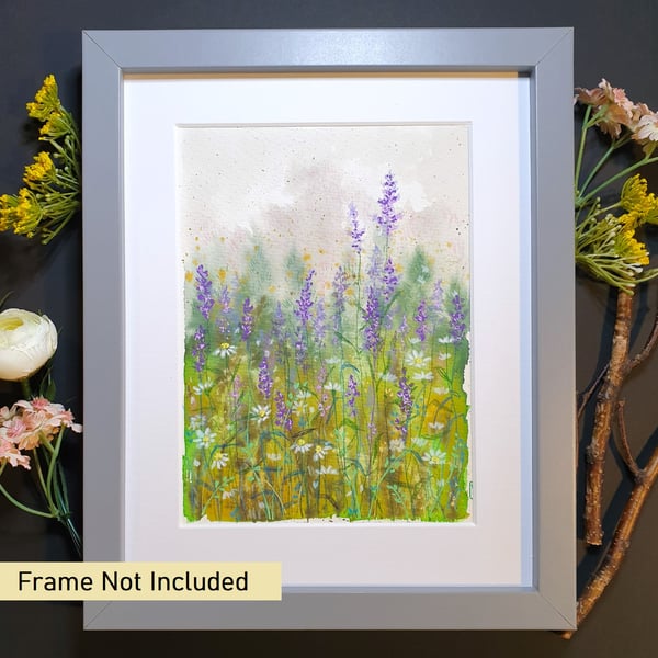 Wildflower Meadow landscape painting, original artwork, wall art