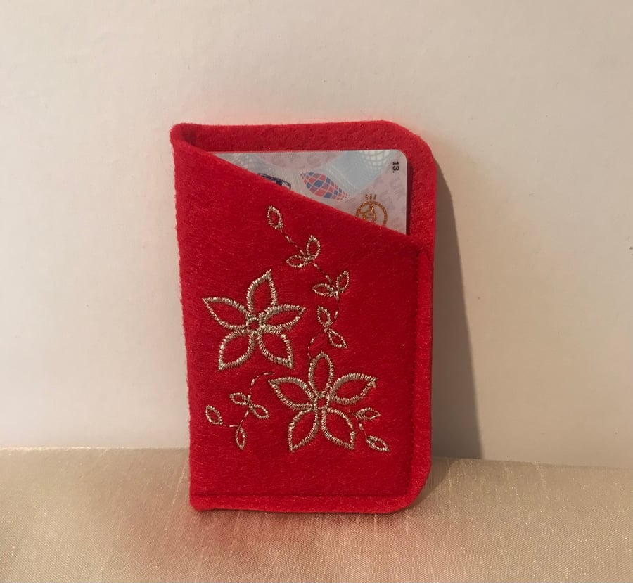 Felt Embroidered Bank Card Holder in Lots of Co... - Folksy