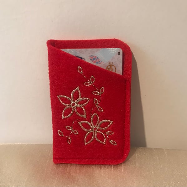 Felt Embroidered Bank Card Holder in Lots of Colours and Designs