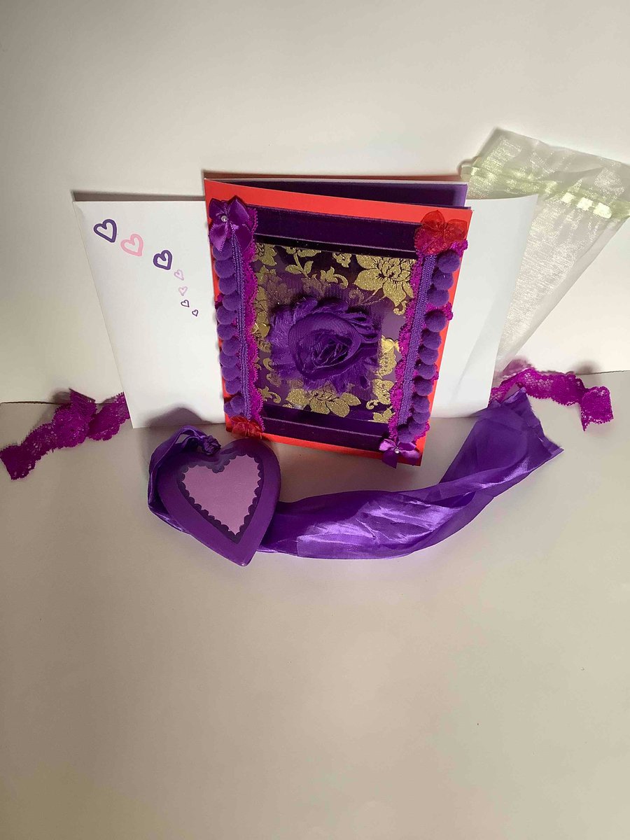 Purple love card with purple heart