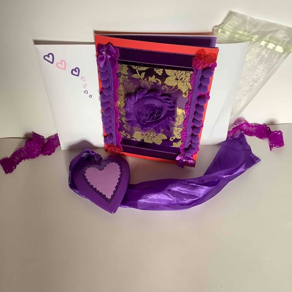 Purple love card with purple heart