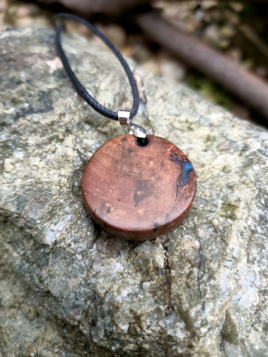 wood and resin necklace pendant