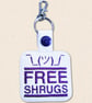 Free Shrugs Keyring - Funny Embroidered Faux Leather Bag Charm - Image 4