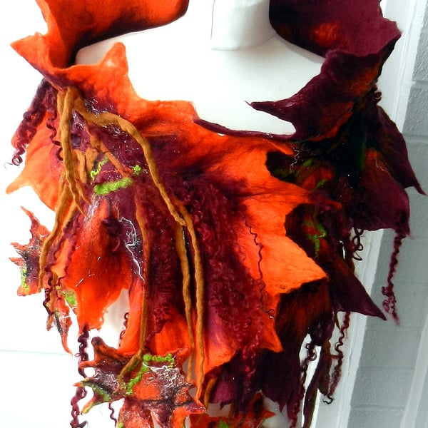 FELTED  SCARF ---100%MERINO WOOL--AUTUMN KISS-