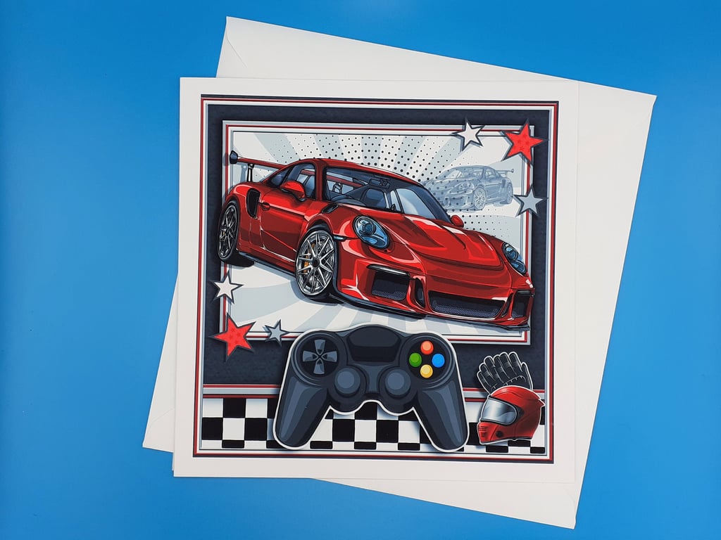 Birthday Card For Gamer, Large, Decoupage 