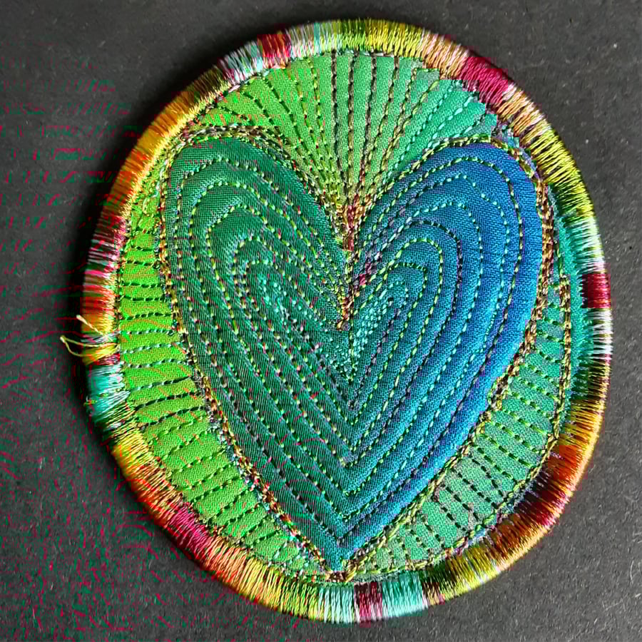 Textile Brooch Free Machine Embroidery 