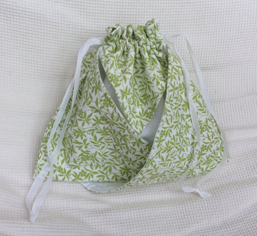 Drawstring bag, make up bag, toiletries, craft project bag, craft storage