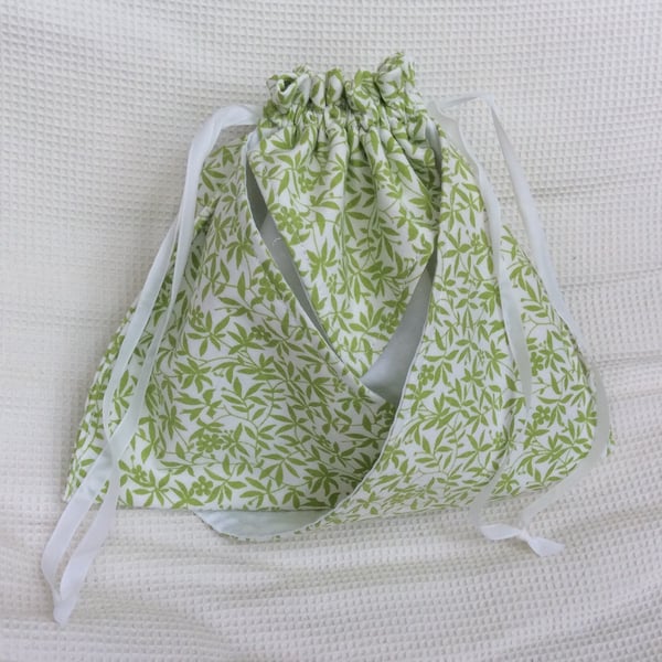 Drawstring bag, make up bag, toiletries, craft project bag, craft storage