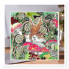 Red Squirrel Woodland collage greeting card