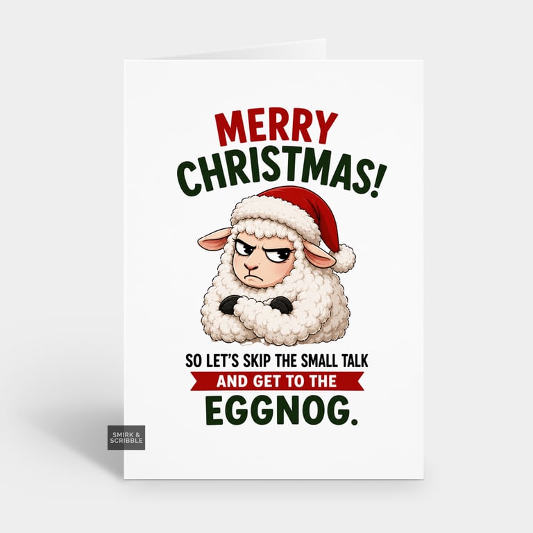 Funny Christmas Card For Him Or Her - Eggnog Sheep
