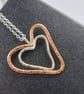 Nested Hearts Pendant, mixed metals, copper and sterling silver - Image 4