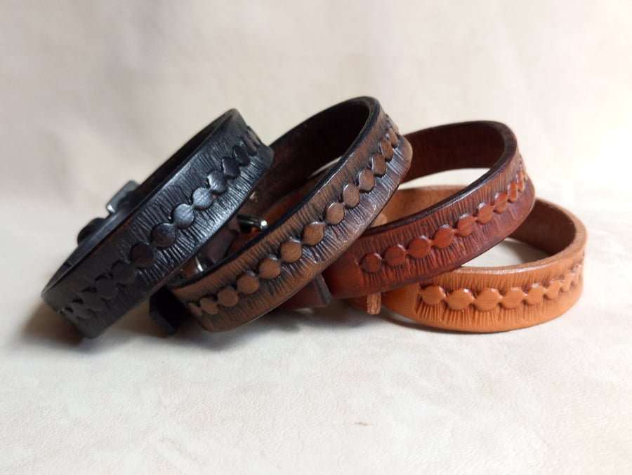 Leather Cuff, Hand Tooled Leather Cuff, Womens Cuff, Mens Cuff, Custom Bracelet,