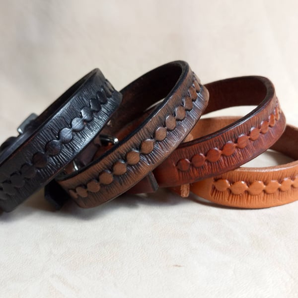 Leather Cuff, Hand Tooled Leather Cuff, Womens Cuff, Mens Cuff, Custom Bracelet,