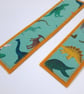 Dinosaur themed Bookmark for child - fabric and felt, aqua mini dinos - Image 3