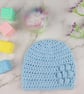 Crochet Baby Hat, Blue Newborn Beanie with Detachable Rainbow Pom, 0-3 Months - Image 7
