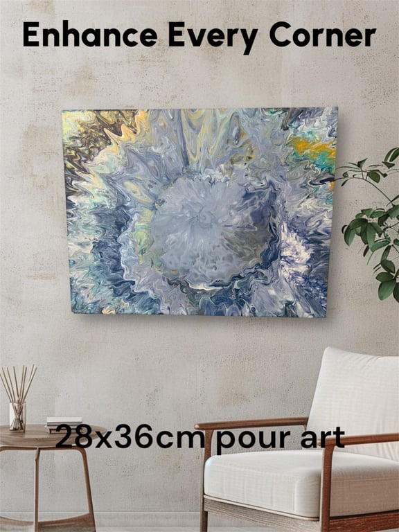 Acrylic fluid pour handmade art painting 