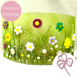 Wildflowers Meadow Fused Glass Arch Screen