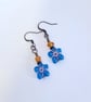 Deep sky blue boho flower earrings - Image 5
