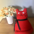 Red cat hand knitted  doll - hand knitted from acrylic yarn cat cushion 