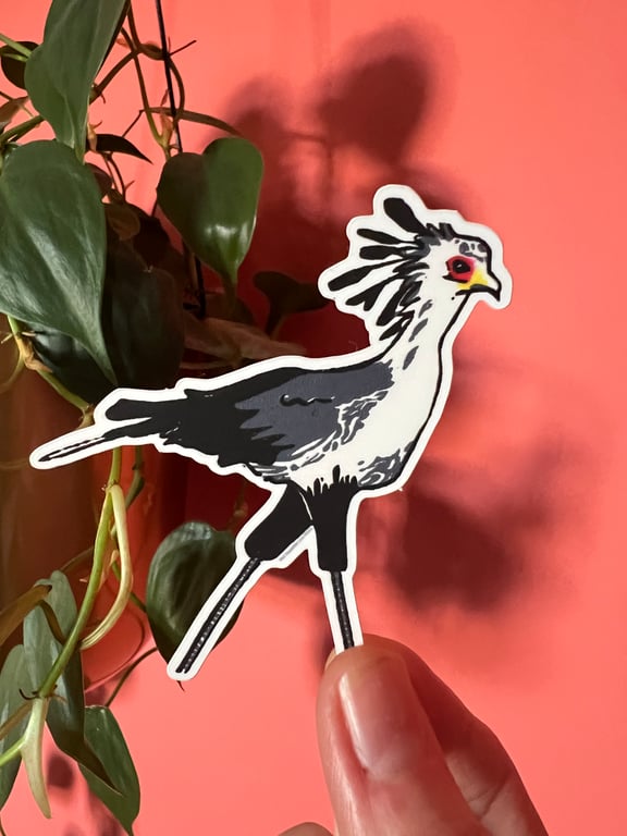 Secretary Bird Lino Print Vinyl Sticker