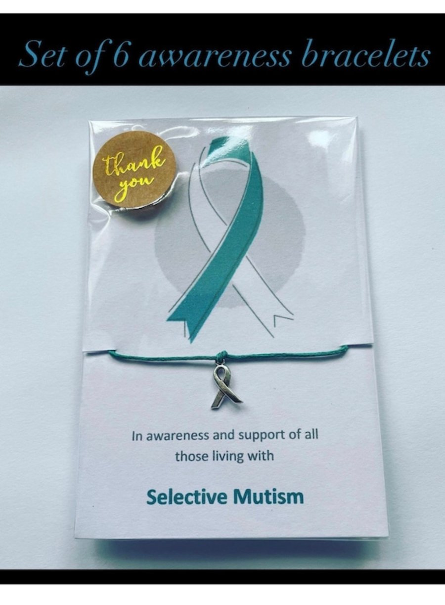 Selective mutism wish bracelet teal ribbon charm bracelet sentimental keepsake 