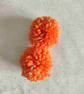 Orange pom pom earrings  - Image 2